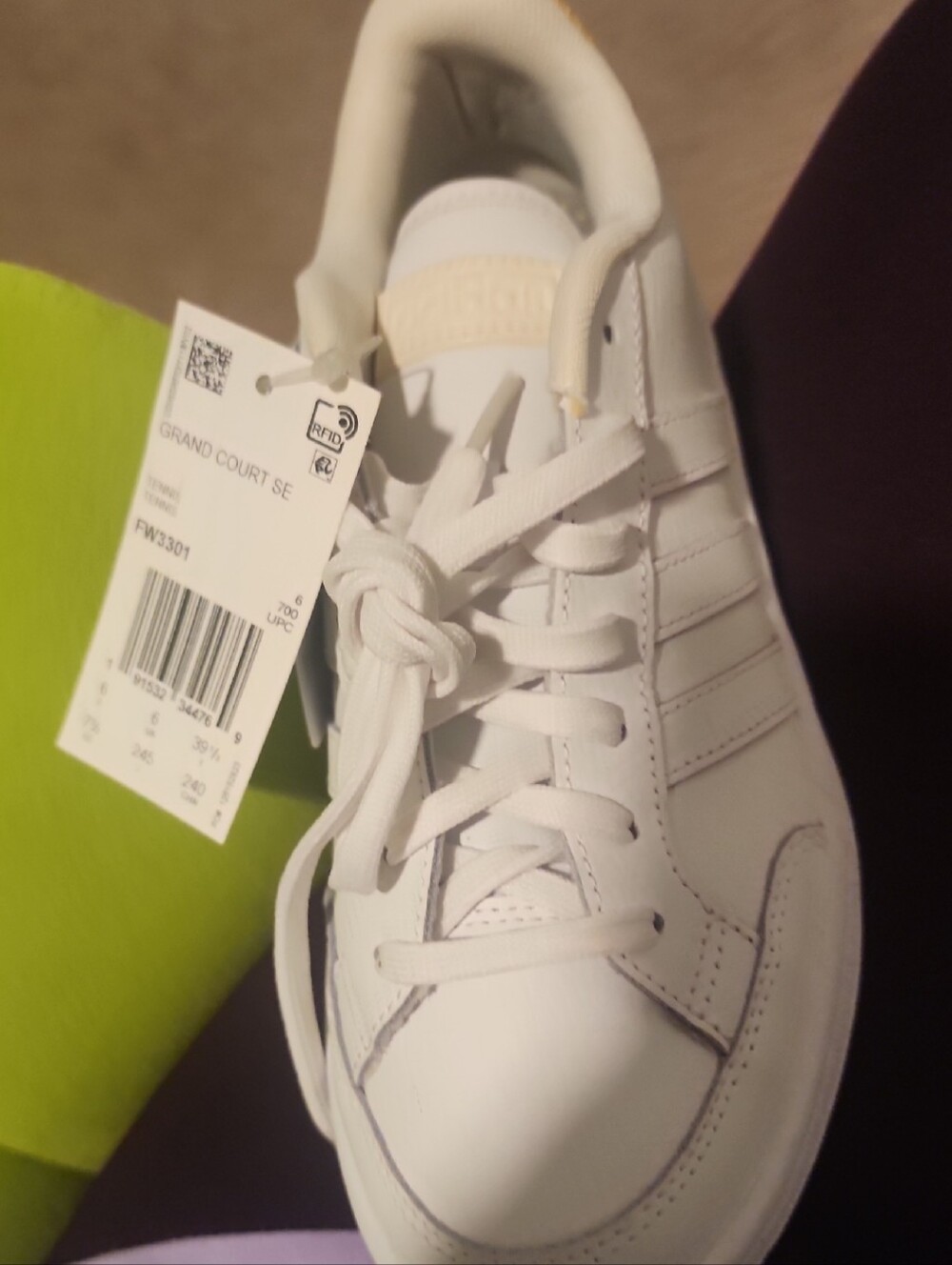 adidas White Women's Grand Court SE Sneakers with Cream Tongue Detail
